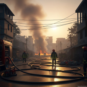 Nine fire units doused a large fire in Bagher Bazar market in Gazipur
