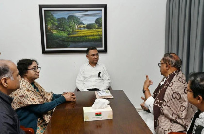 Saiful Haque, the leader of the Biplobi Workers Party, meets with Tarique Rahman