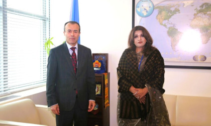Shama meets Khaled Khairi at UN, reaffirms peacekeeping