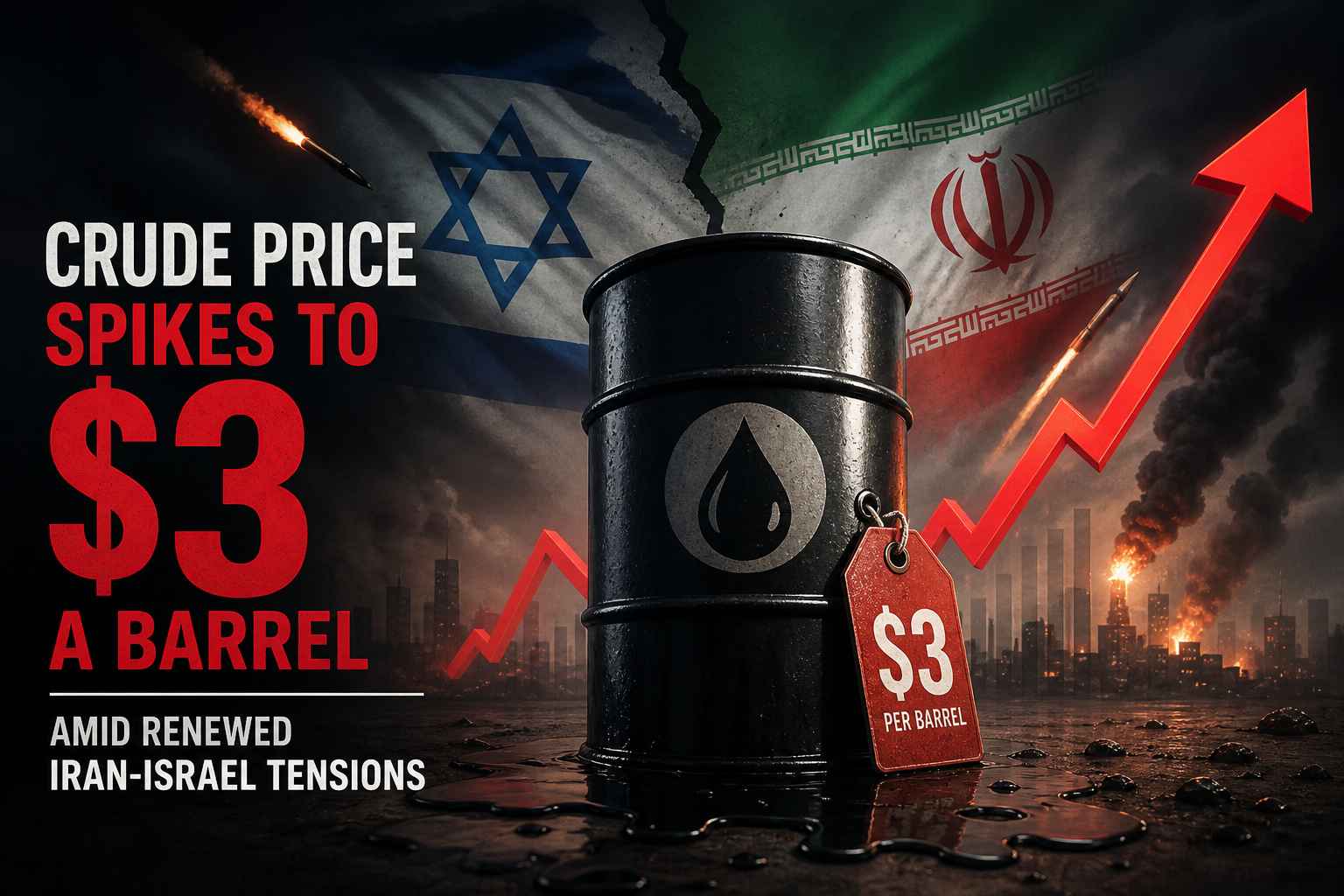 Crude price spikes to $3 a barrel amid renewed Iran-Israel tensions