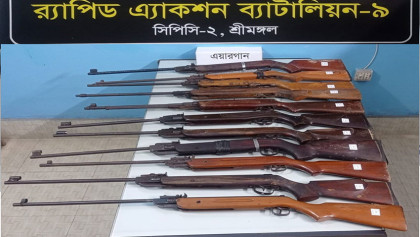 শ্রীমঙ্গলে ১১টি এয়ারগান উদ্ধার