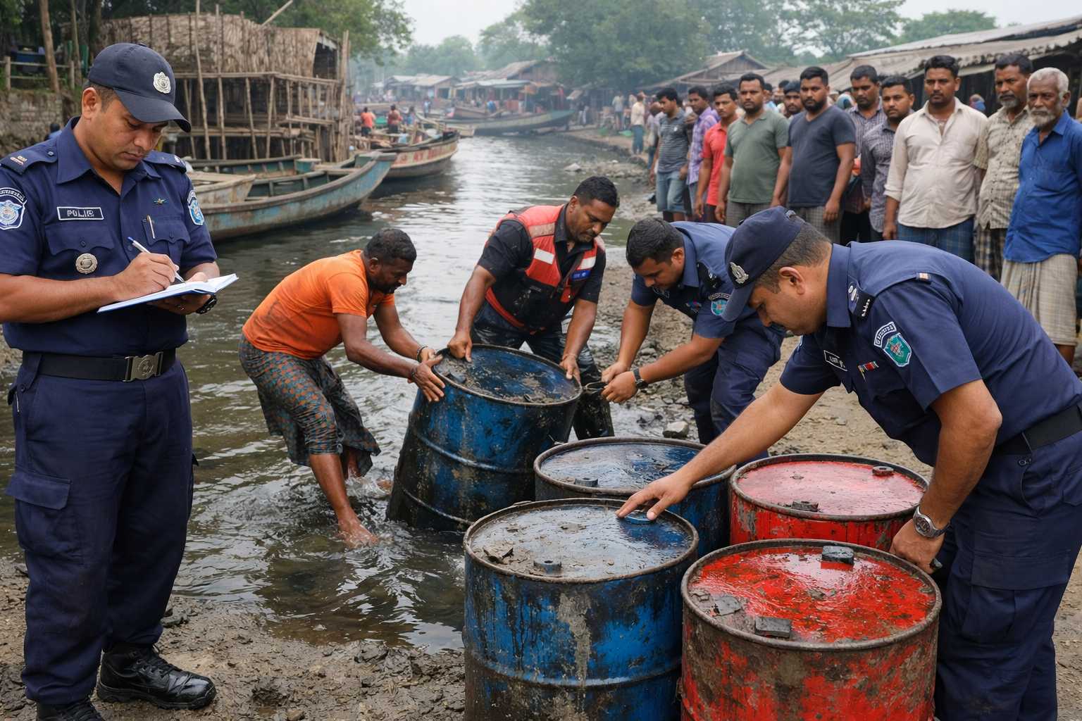 রামগতিতে খাল থেকে ৮ ড্রাম ডিজেল উদ্ধার, তদন্তে পুলিশ